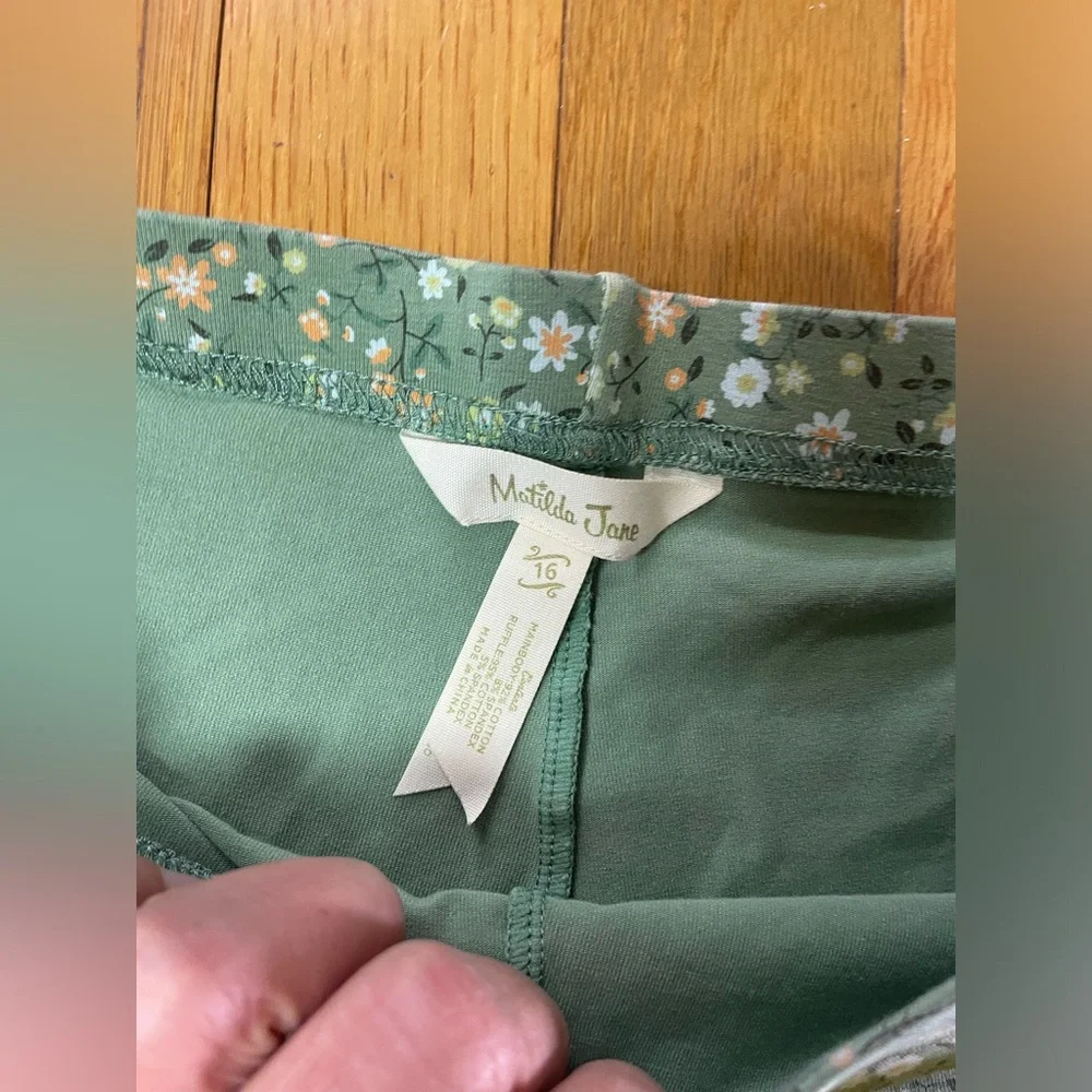 Matilda Jane Just Imagine Arden Girls Floral Print Ruffle Legging, Olive size 16